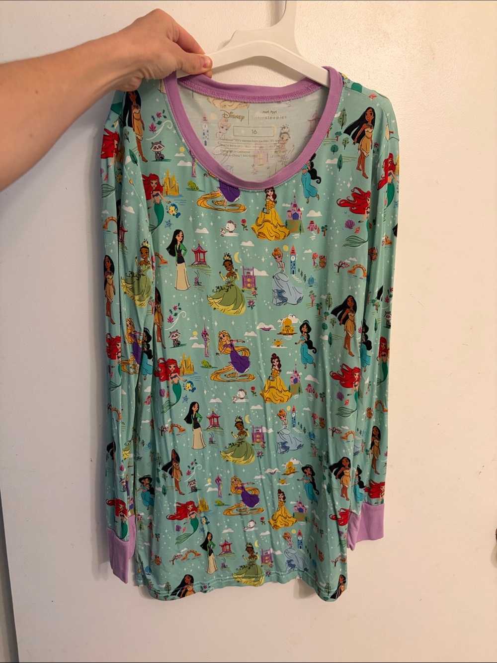 Disney Mint Green Princess Sleep Tee with Lavender Trim